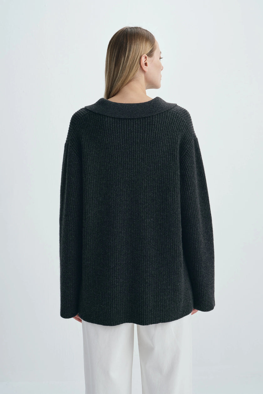 Crémieux Boxy Polo Sweater Cinder