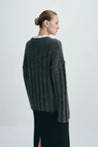 Vendome Wide Rib Boxy Sweater Cinder