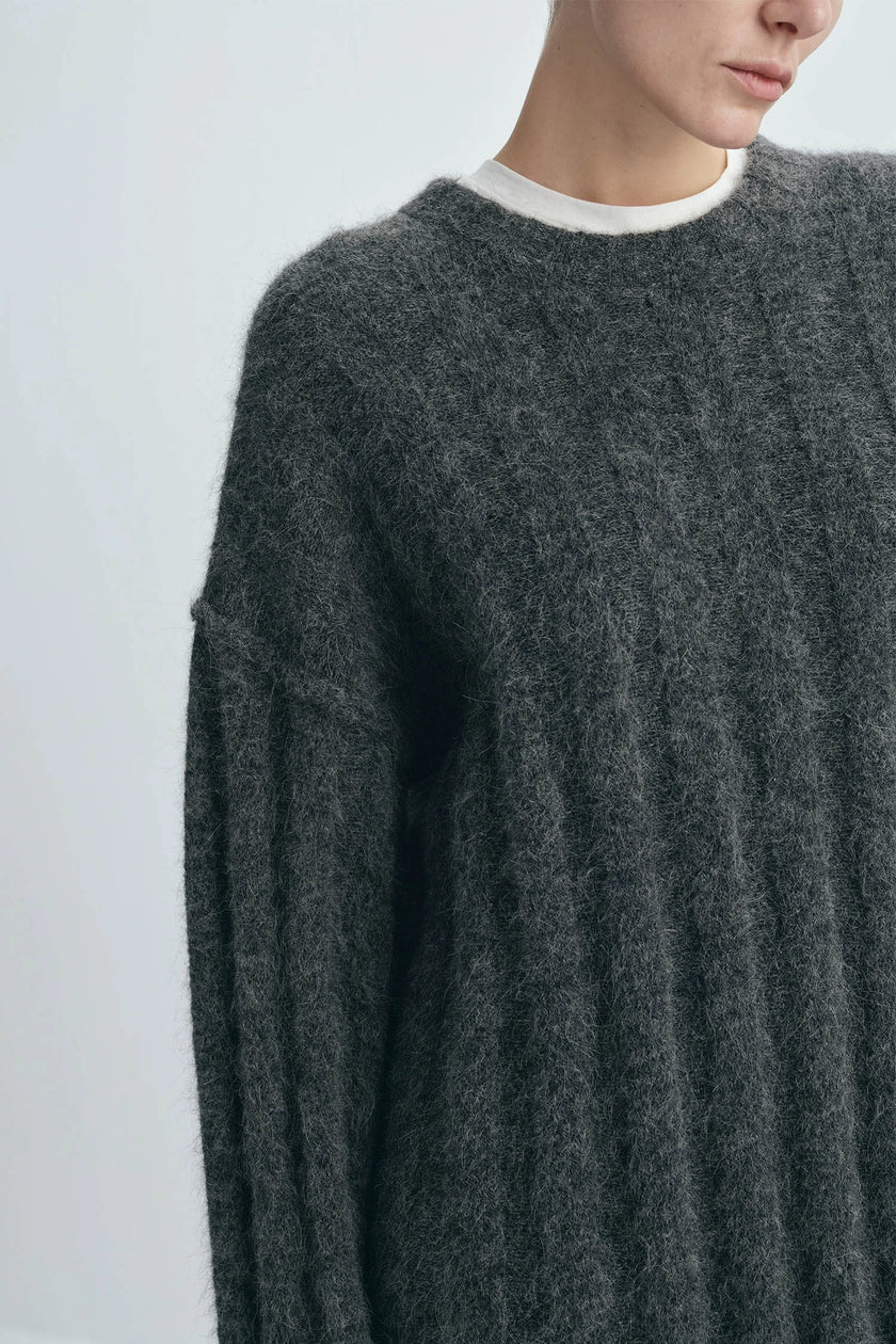 Vendome Wide Rib Boxy Sweater Cinder