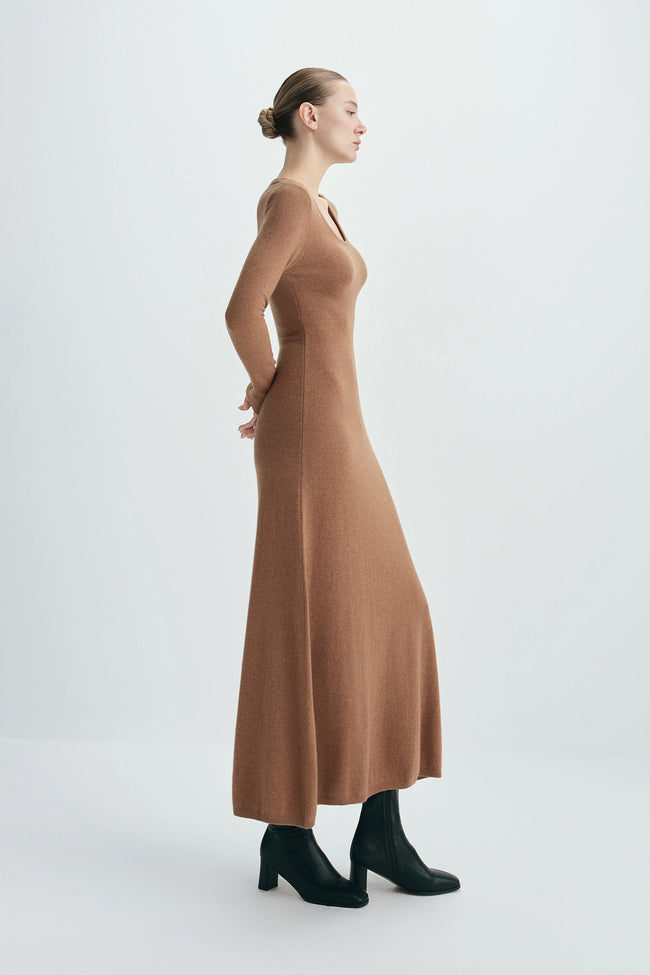 Mignet Midi Sweater Dress Tobacco