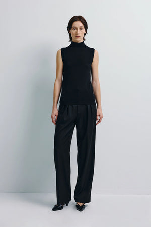 Neil Pleated Waist Pant Black