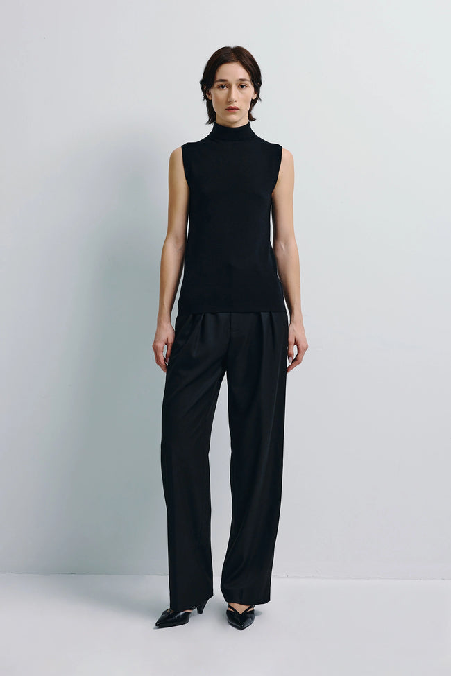 Neil Pleated Waist Pant Black