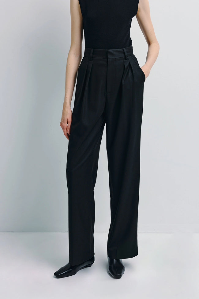 Neil Pleated Waist Pant Black