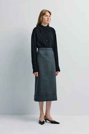 Paley Wool Blend Midi Skirt Charcoal