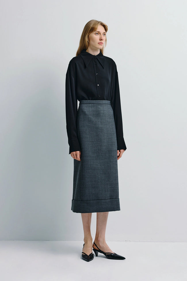 Paley Wool Blend Midi Skirt Charcoal