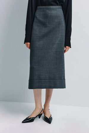 Paley Wool Blend Midi Skirt Charcoal