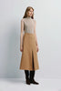 Ambre Pleat Front Midi Skirt Camel