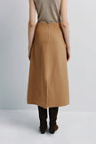 Ambre Pleat Front Midi Skirt Camel