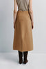 Ambre Pleat Front Midi Skirt Camel