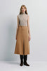 Ambre Pleat Front Midi Skirt Camel