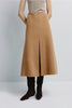 Ambre Pleat Front Midi Skirt Camel