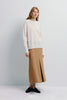 Ambre Pleat Front Midi Skirt Camel