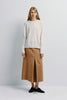 Ambre Pleat Front Midi Skirt Camel
