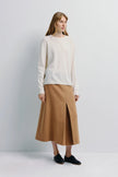 Ambre Pleat Front Midi Skirt Camel