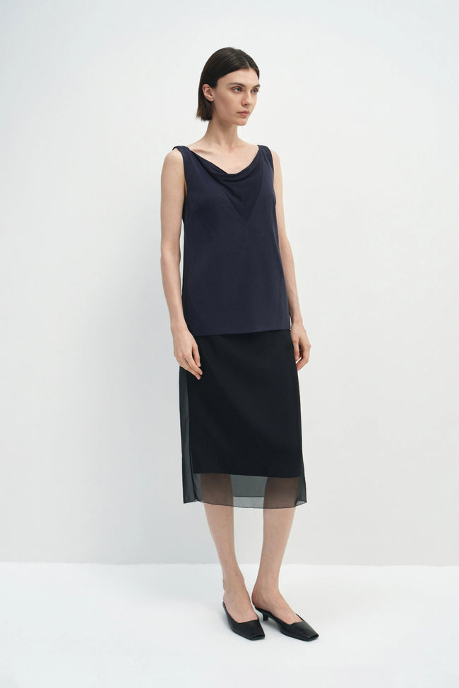 Viv Double Layered Organza Skirt Black