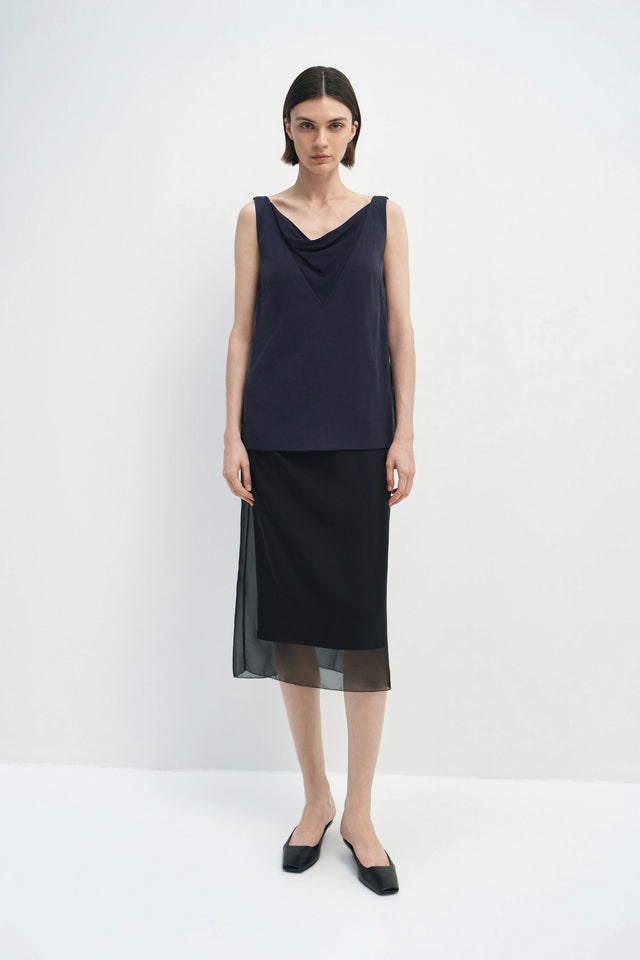 Viv Double Layered Organza Skirt Black