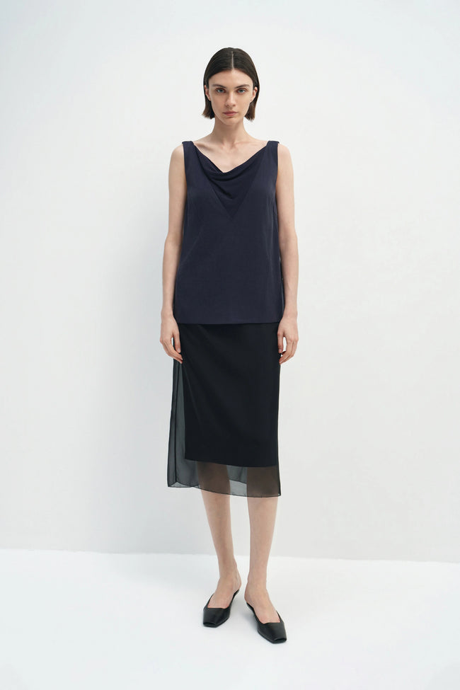 Viv Double Layered Organza Skirt Black