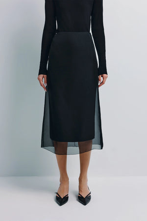 Viv Double Layered Organza Skirt Black