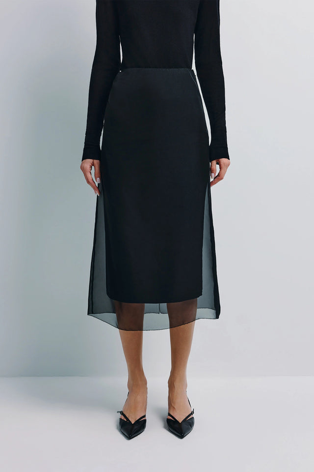 Viv Double Layered Organza Skirt Black