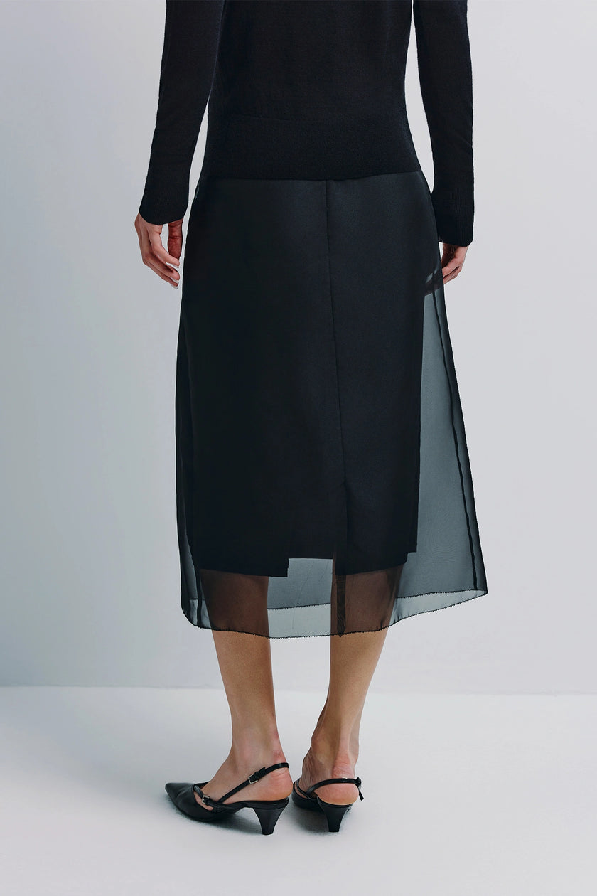 Viv Double Layered Organza Skirt Black