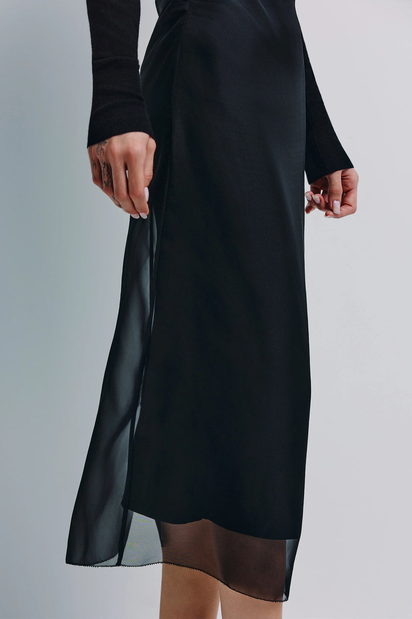 Viv Double Layered Organza Skirt Black