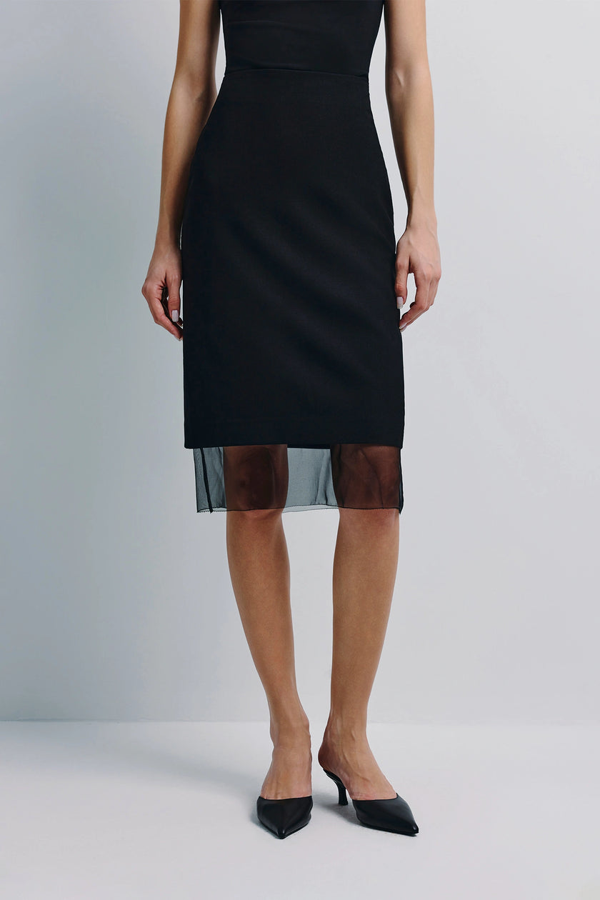 Mille Organza Insert Skirt Black