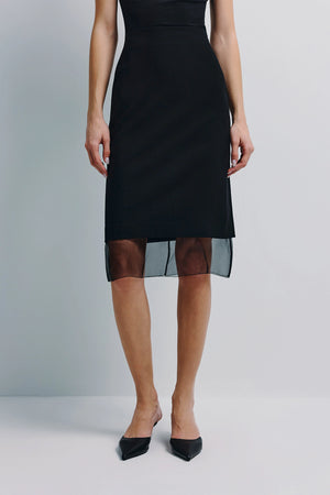 Mille Organza Insert Skirt Black
