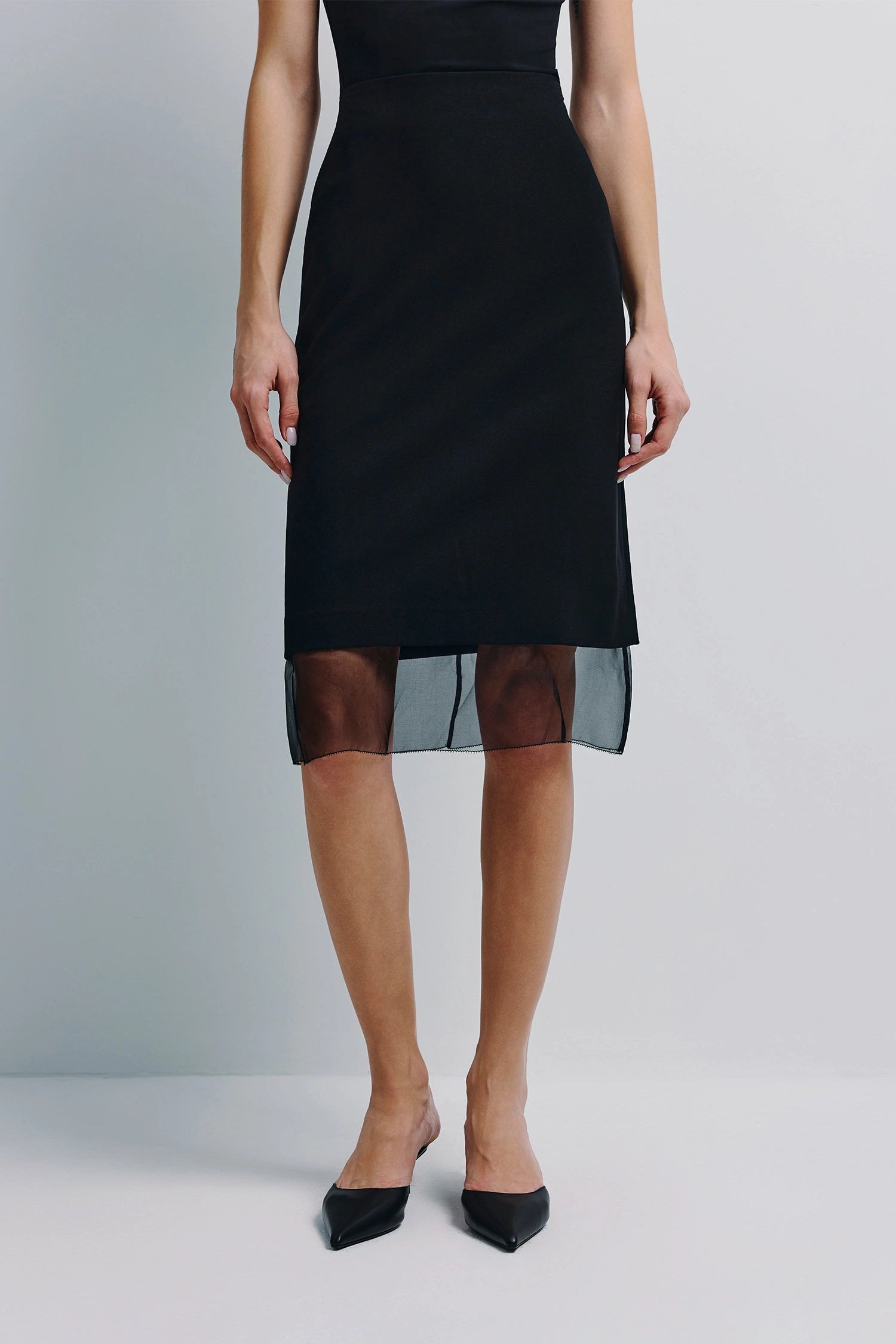 Mille Organza Insert Skirt Black