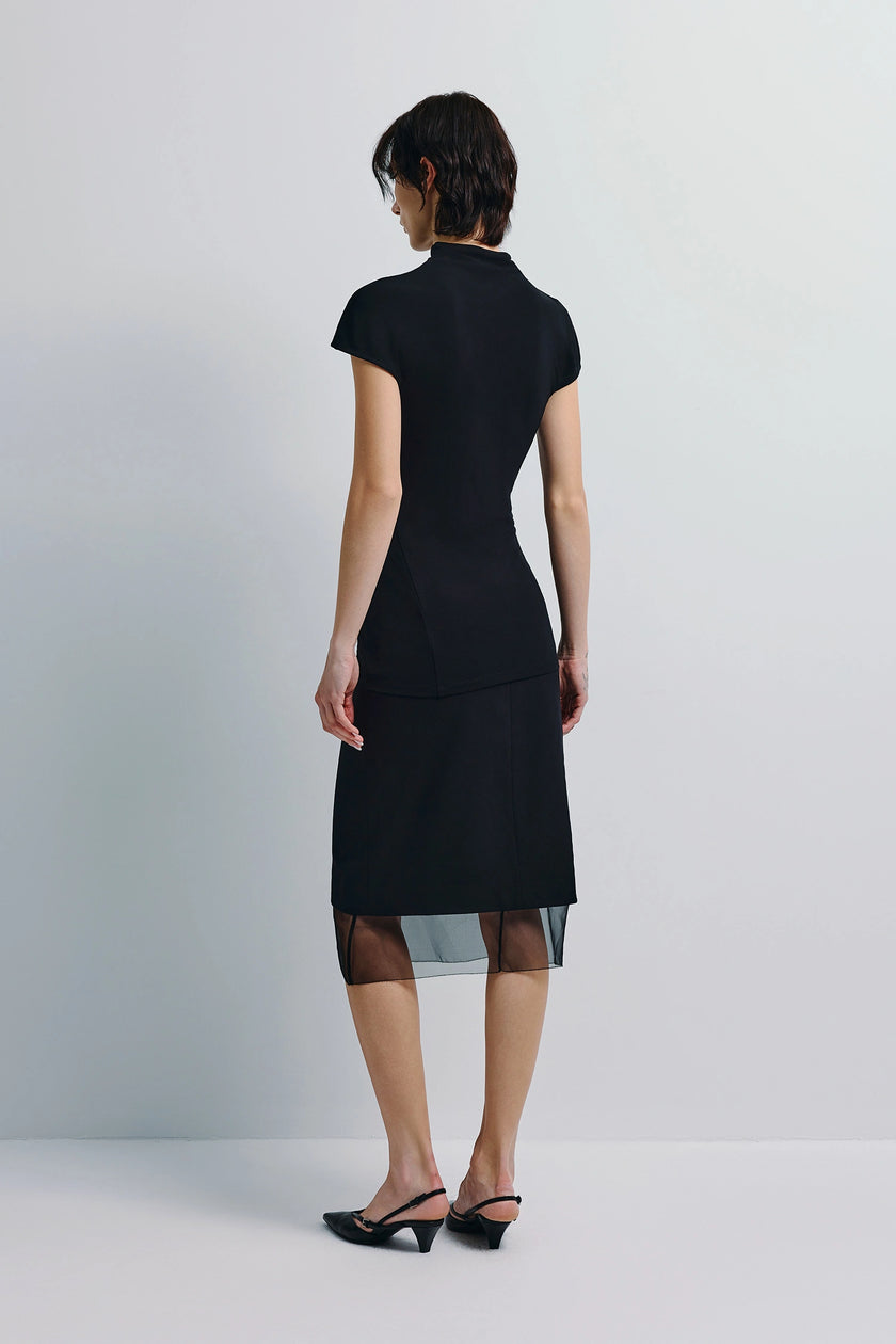 Mille Organza Insert Skirt Black