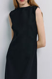 Roze A-line Midi Dress Black