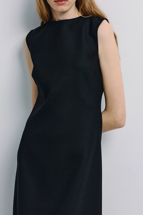 Roze A-line Midi Dress Black