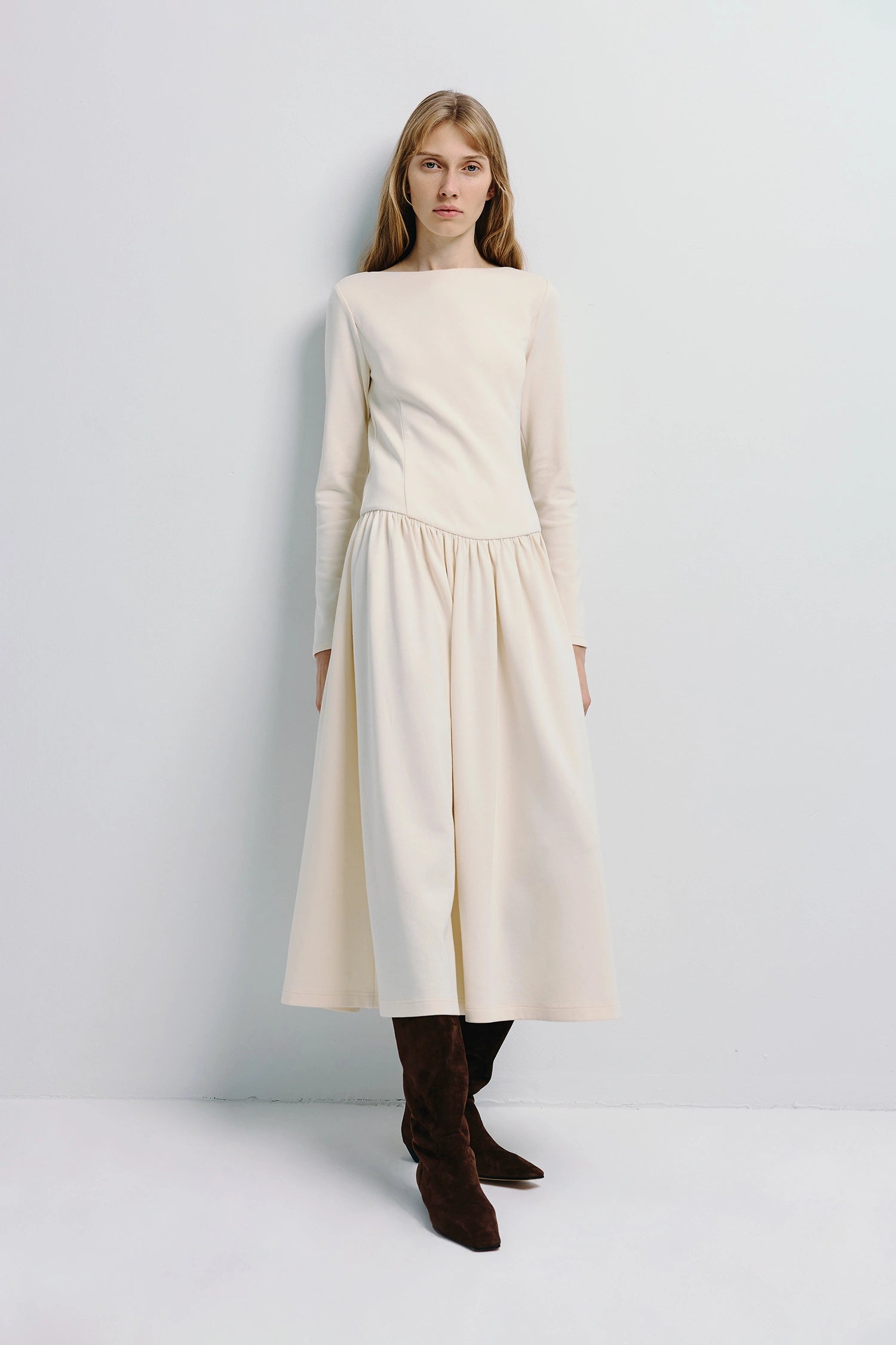Lisette Boatneck Midi Dress Eggnog