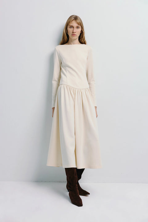 Lisette Boatneck Midi Dress Eggnog