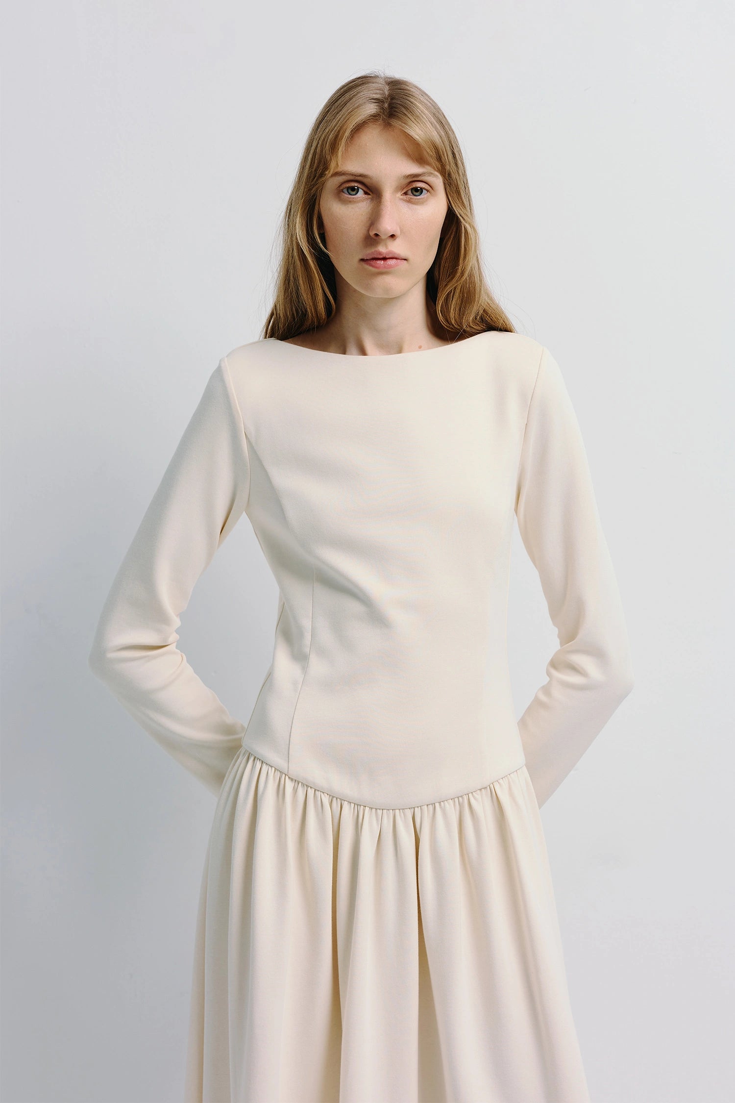 Lisette Boatneck Midi Dress | Cream Long Sleeve Knit S / Eggnog Lisette Boatneck Midi Dress | Cream Long Sleeve Knit S / Eggnog