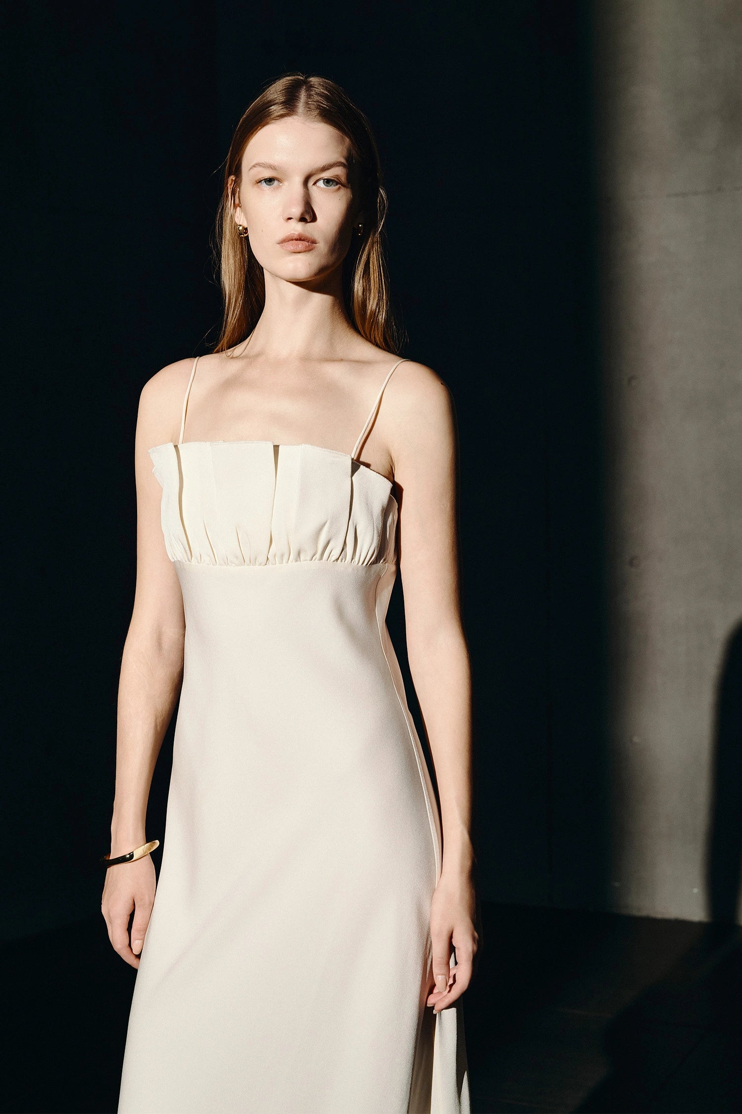 Margaux Satin Midi Dress Creme