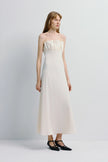 Margaux Satin Midi Dress Creme