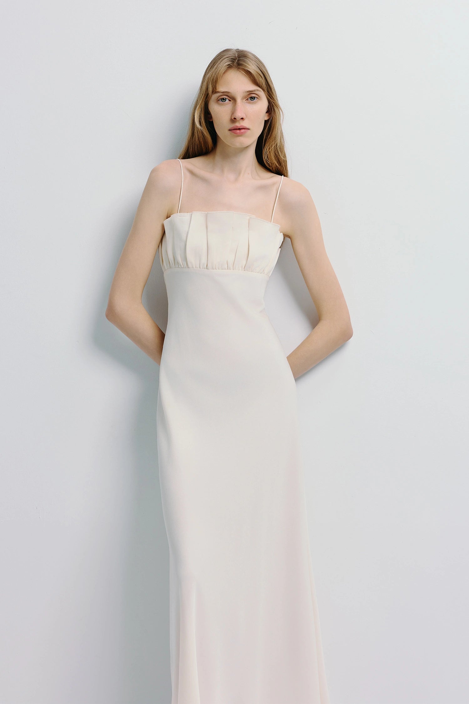 Margaux Satin Midi Dress Creme