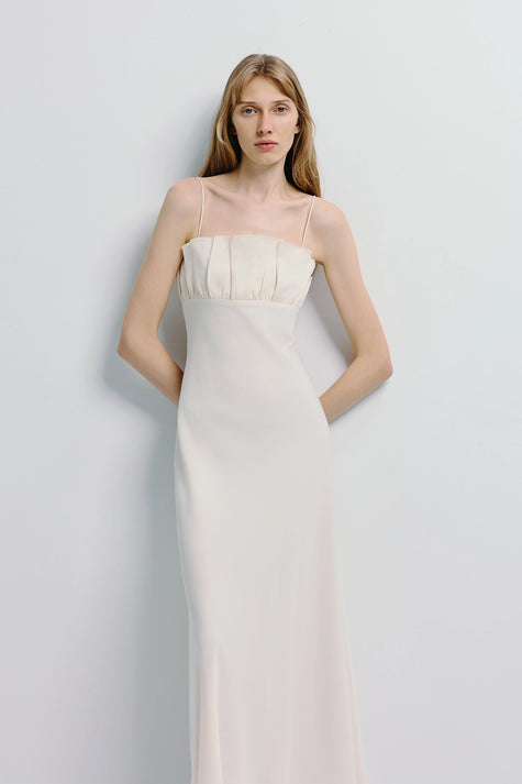 Margaux Satin Midi Dress Creme