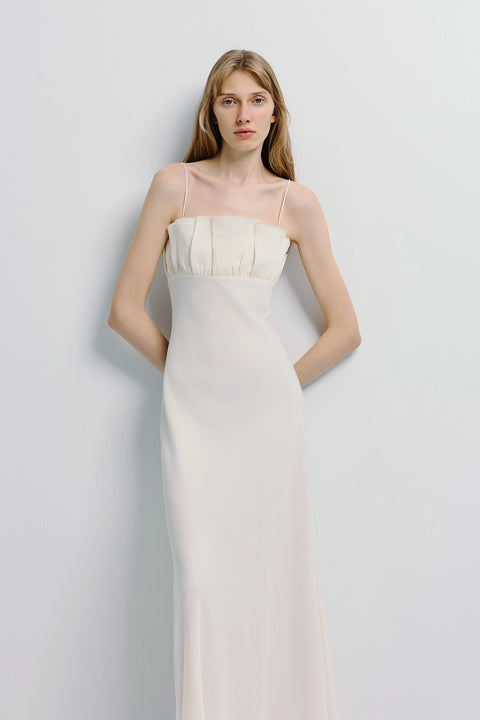 Margaux Satin Midi Dress Creme