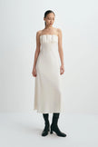 Margaux Satin Midi Dress Creme