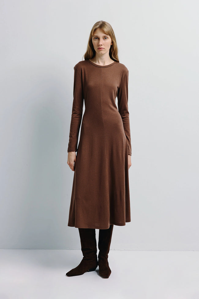 Rotha Sweater Knit Midi Dress Brown