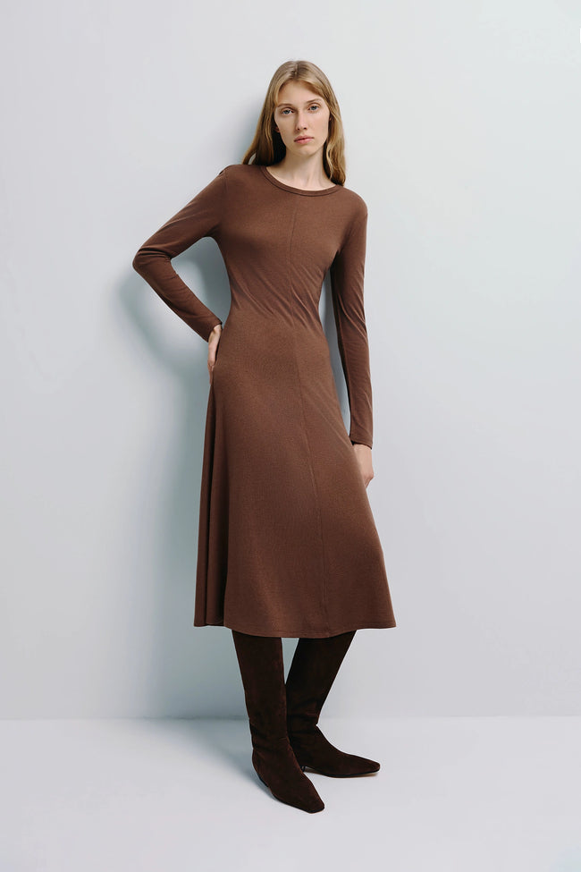 Rotha Sweater Knit Midi Dress Brown