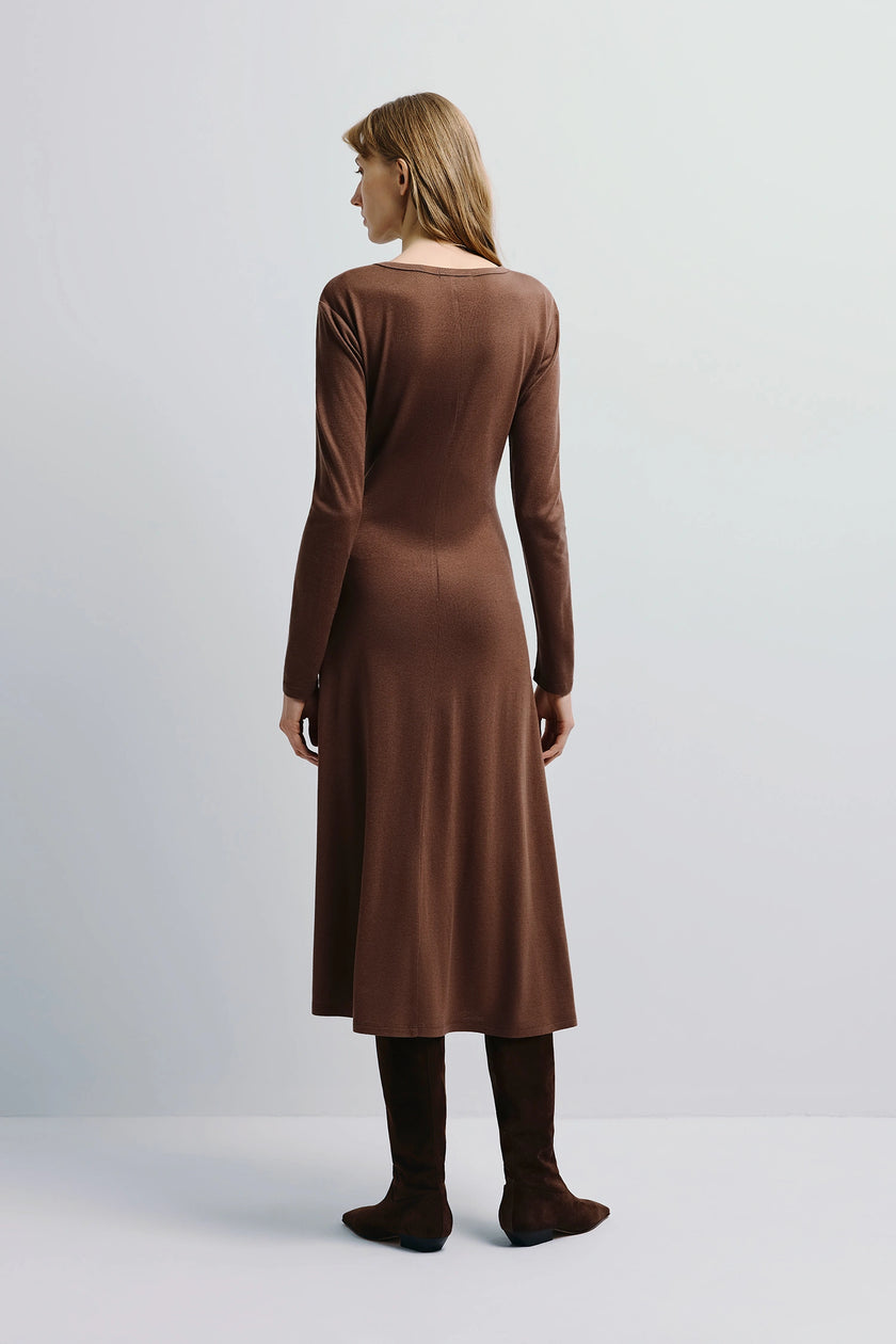Rotha Sweater Knit Midi Dress Brown