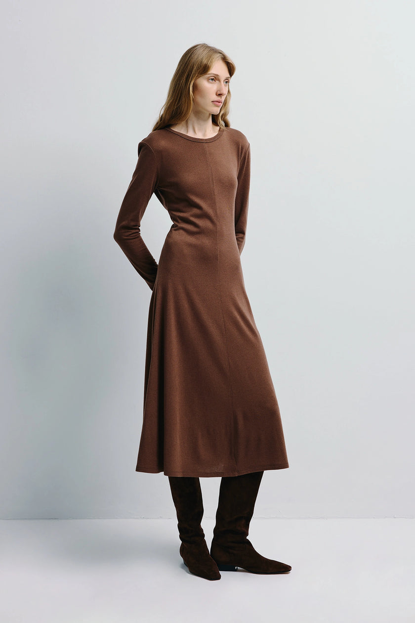 Rotha Sweater Knit Midi Dress Brown