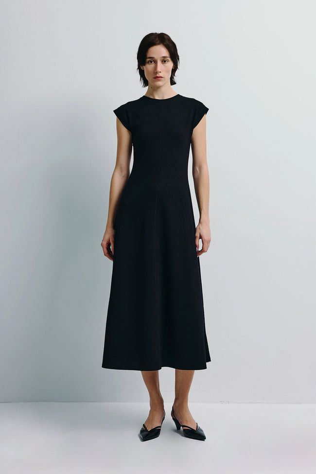 Emmy Sweater Knit Midi Dress Black