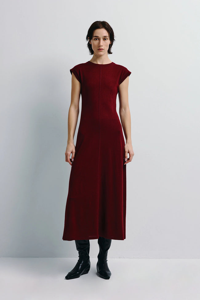 Emmy Sweater Knit Midi Dress Cherry