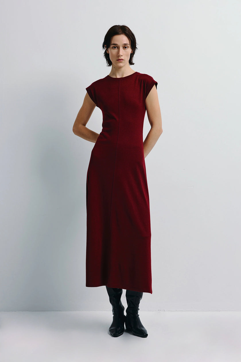 Emmy Sweater Knit Midi Dress Cherry