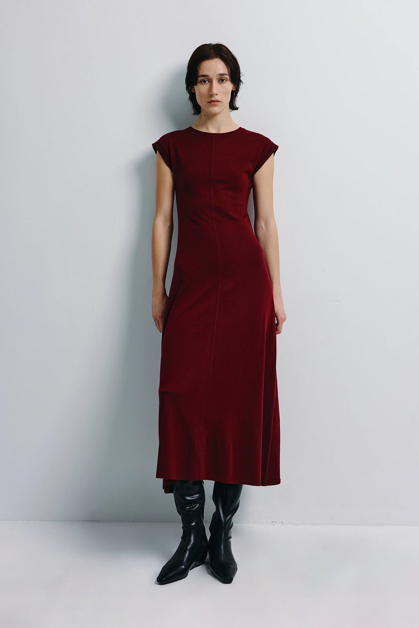 Emmy Sweater Knit Midi Dress Cherry
