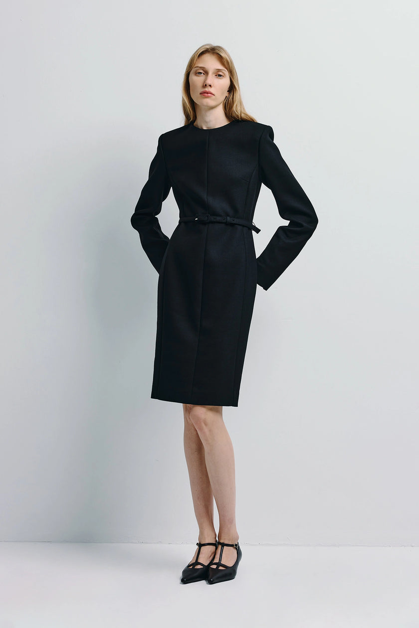 Kember Belted Midi Dress Black