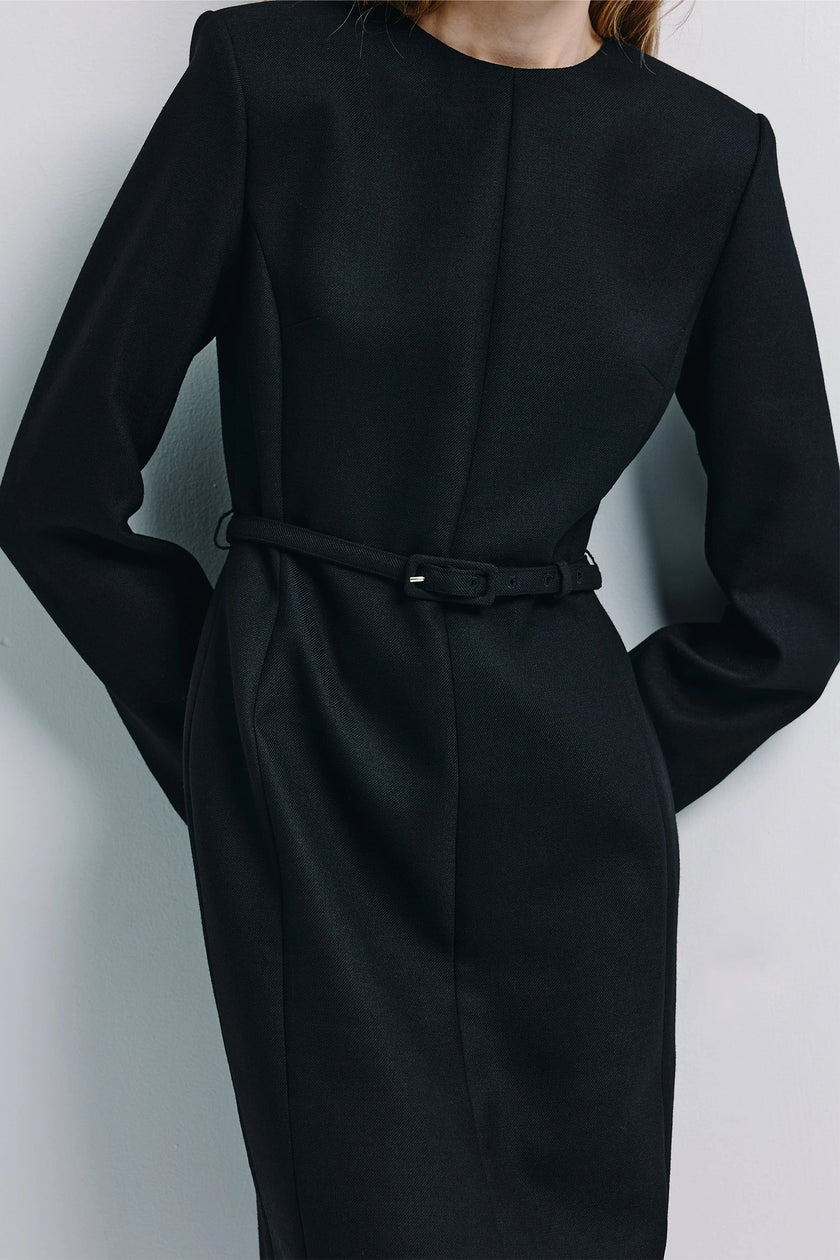 Kember Belted Midi Dress Black